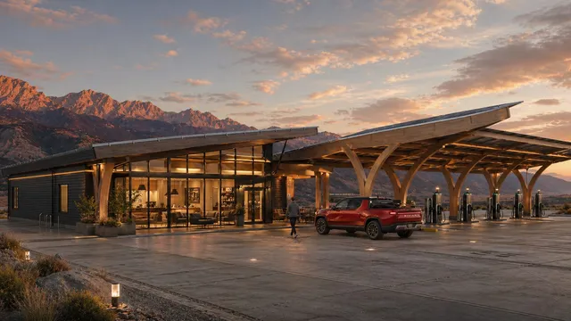 Rangeway charging destination in a mountain landscape